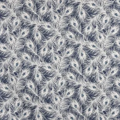 Clarke & Clarke STUDIO G Englischer Dekostoff Polsterstoff Federn Pfau dunkelblau weiß blau 138cm Breite