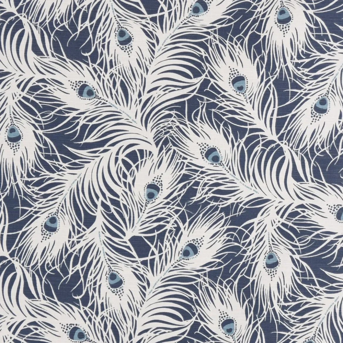 Clarke & Clarke STUDIO G Englischer Dekostoff Polsterstoff Federn Pfau dunkelblau weiß blau 138cm Breite