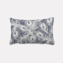 Clarke & Clarke STUDIO G Englischer Dekostoff Polsterstoff Federn Pfau dunkelblau weiß blau 138cm Breite