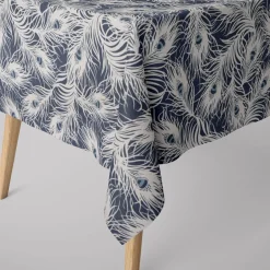 Clarke & Clarke STUDIO G Englischer Dekostoff Polsterstoff Federn Pfau dunkelblau weiß blau 138cm Breite