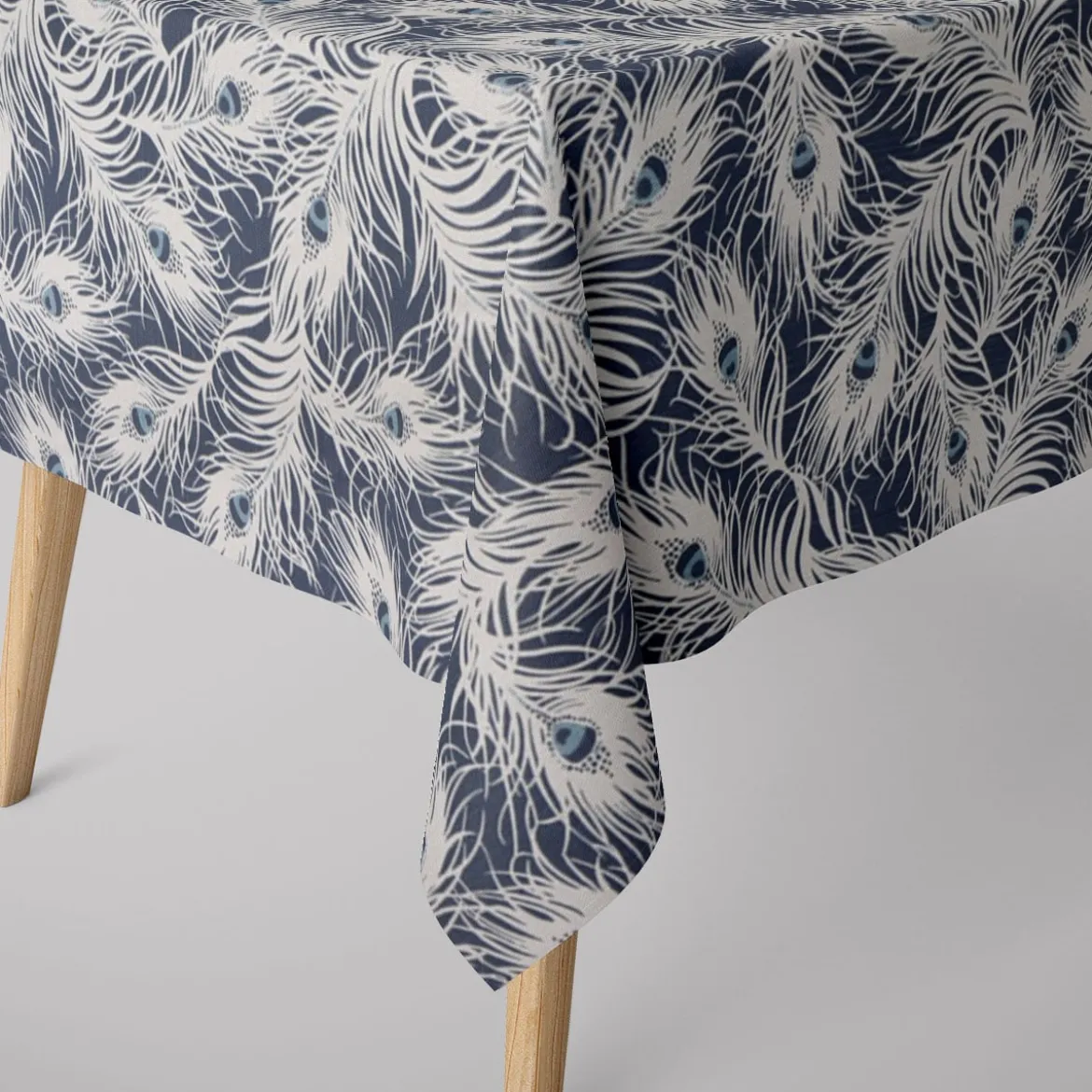 Clarke & Clarke STUDIO G Englischer Dekostoff Polsterstoff Federn Pfau dunkelblau weiß blau 138cm Breite