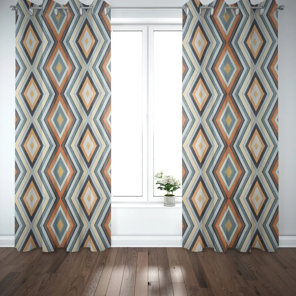 Clarke & Clarke STUDIO G Englischer Dekostoff Polsterstoff geometrisch Ethno Raute creme bunt 138cm Breite