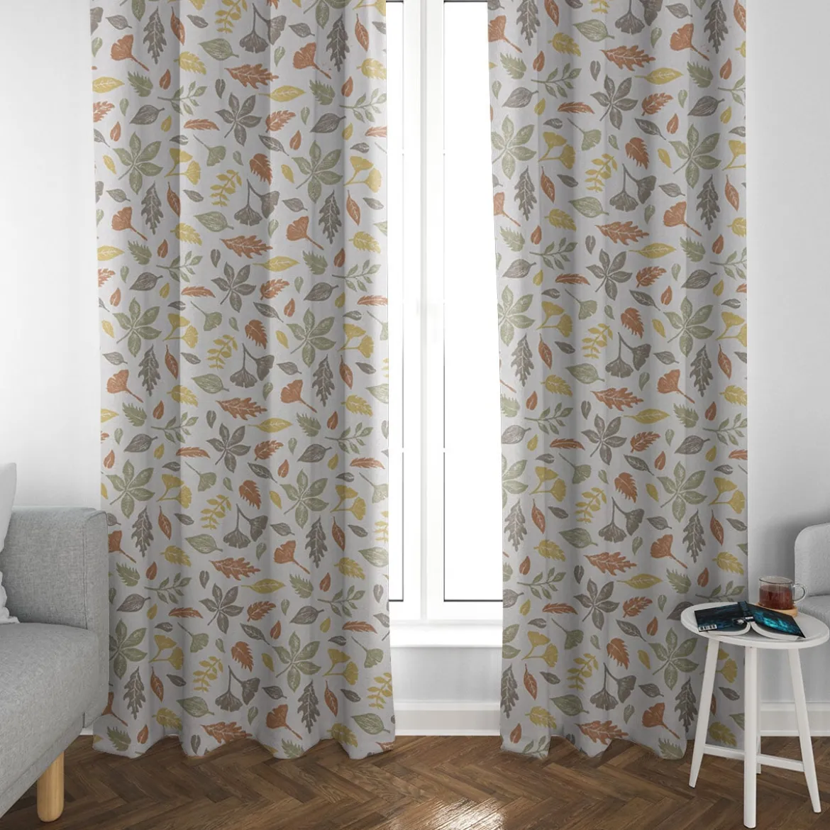 Clarke & Clarke STUDIO G Englischer Dekostoff Baumwollstoff Polsterstoff Blätter weiß grün gelb braun 138cm Breite