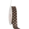 Clayre & Eef Band Polyester braun weiß Punkte Breite: 1,5cm Länge: 4m