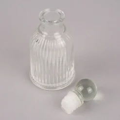 Clayre & Eef Deko Flasche Rillen mit Verschluss Flakon Glas 6x13cm