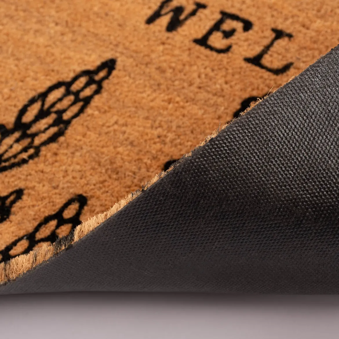 Clayre & Eef Fußmatte Welcome Wiesenblumen Kokosnussfaser Kunststoff natur schwarz 75x45x1cm