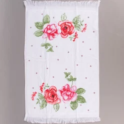 Clayre & Eef Gästehandtuch Rosen weiß rot grün 40x66cm