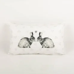 Clayre & Eef Kissenhülle Hase Herzchen weiß schwarz 30x50cm