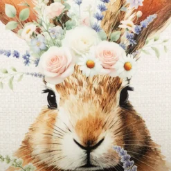 Clayre & Eef Kissenhülle Hasenkopf mit Blumen beige 45x45cm