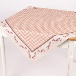 Clayre & Eef Mitteldecke Tischdecke Hahnentritt Dackel Herzen beige altrosa braun 100x100cm