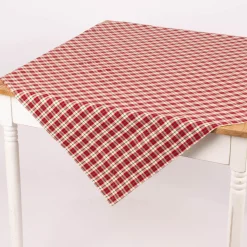 Clayre & Eef Mitteldecke Wende-Tischdecke Karo Hirsche beige rot grün 100x100cm
