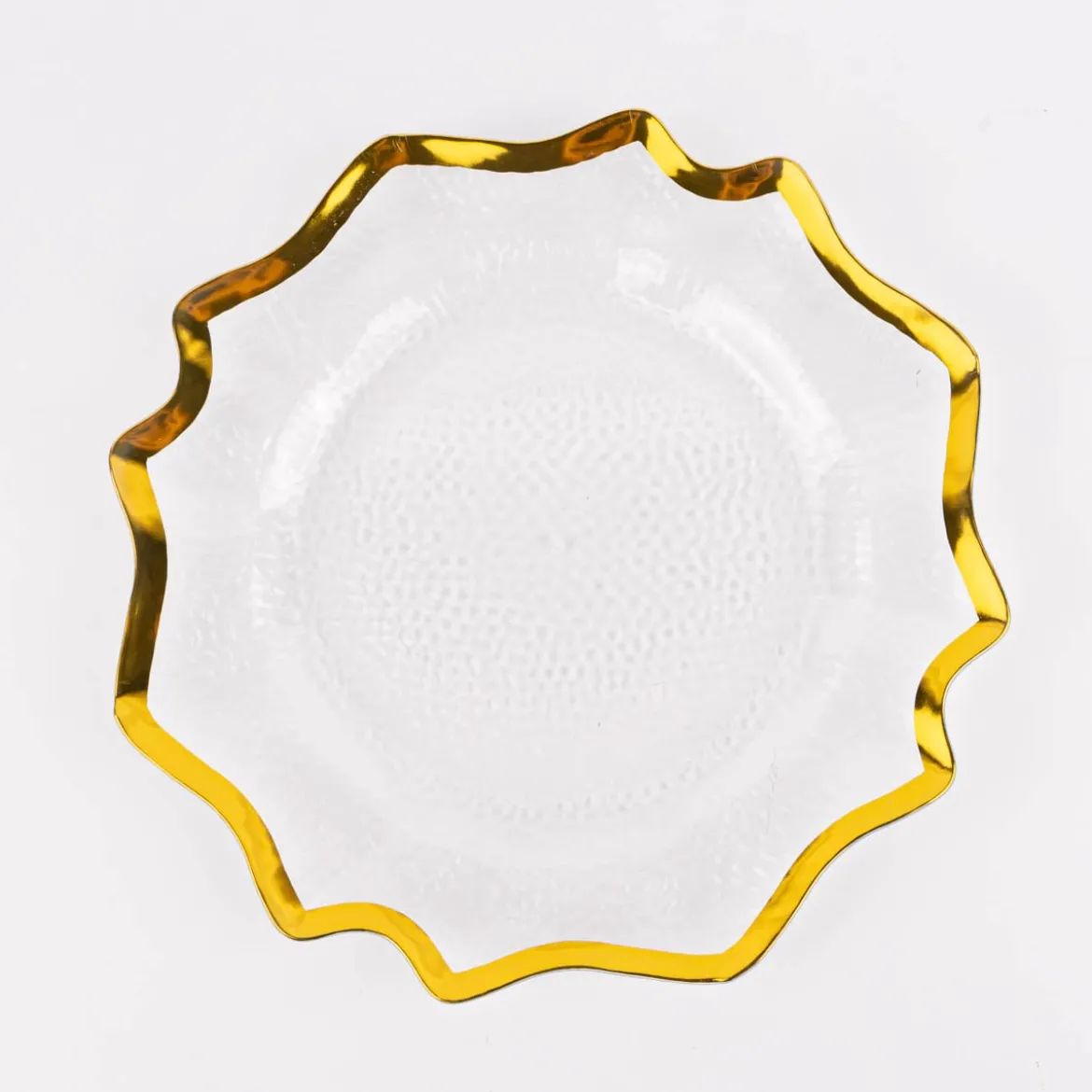 Clayre & Eef Platzteller gezackt mit goldfarbigem Rand Kunststoff transparent goldfarbig 33cm