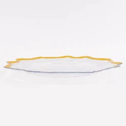 Clayre & Eef Platzteller gezackt mit goldfarbigem Rand Kunststoff transparent goldfarbig 33cm