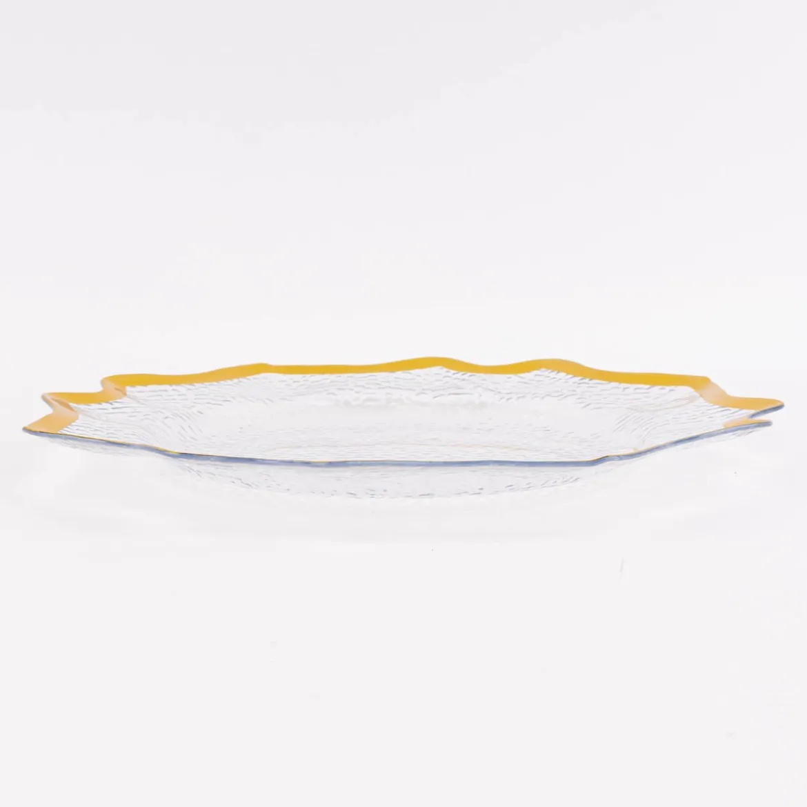 Clayre & Eef Platzteller gezackt mit goldfarbigem Rand Kunststoff transparent goldfarbig 33cm