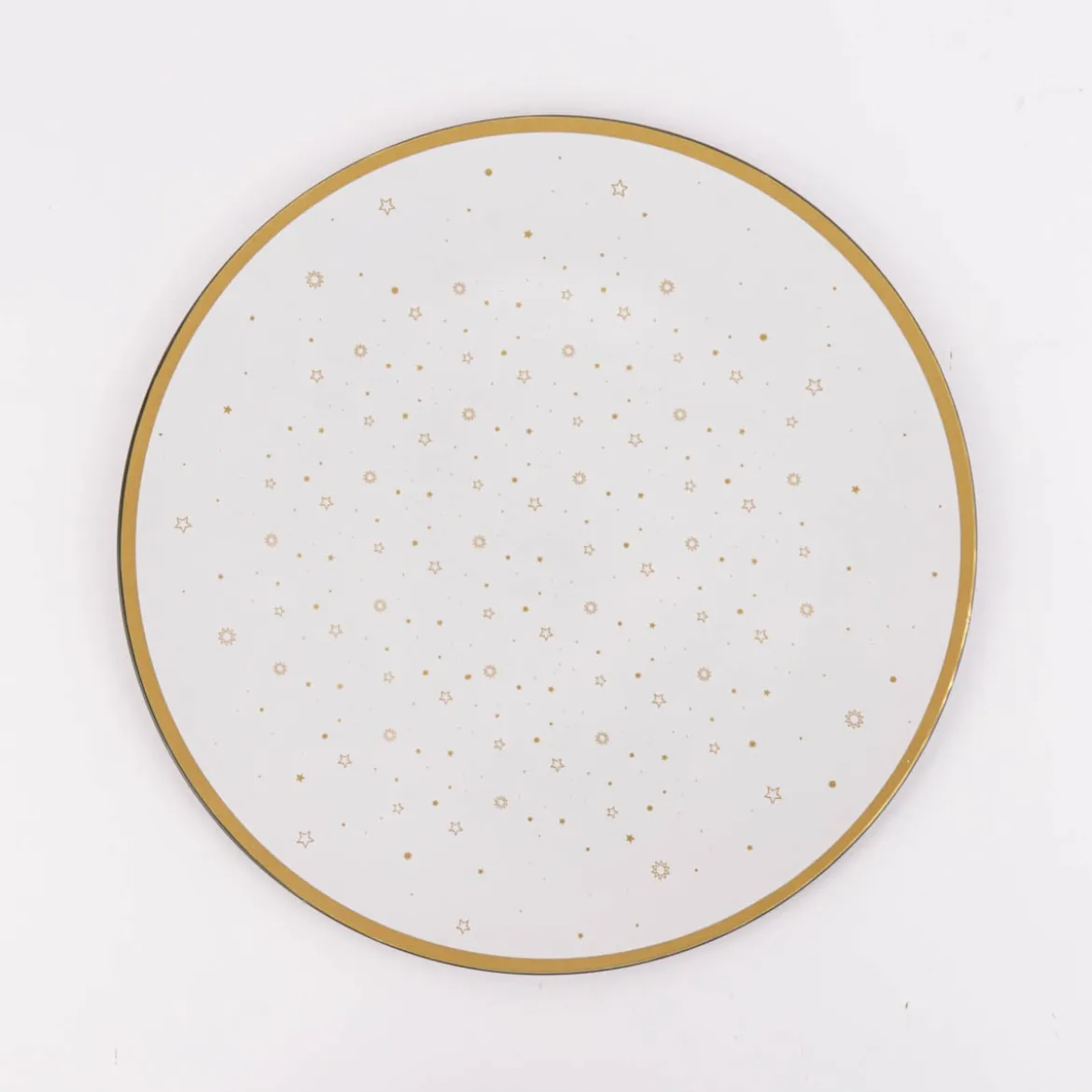 Clayre & Eef Platzteller Sterne Kunststoff weiß goldfarbig 33cm