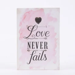 Clayre & Eef Schild Love never fails Holz rosa 9x2x13cm