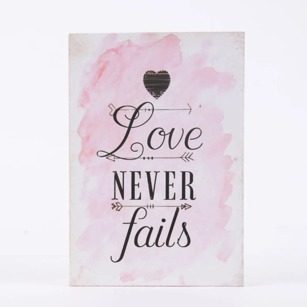 Clayre & Eef Schild Love never fails Holz rosa 9x2x13cm