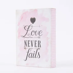Clayre & Eef Schild Love never fails Holz rosa 9x2x13cm