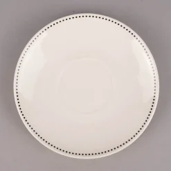 Clayre & Eef Tasse mit Untertasse Wiesenblumen Porzellan cremeweiß schwarz 200ml