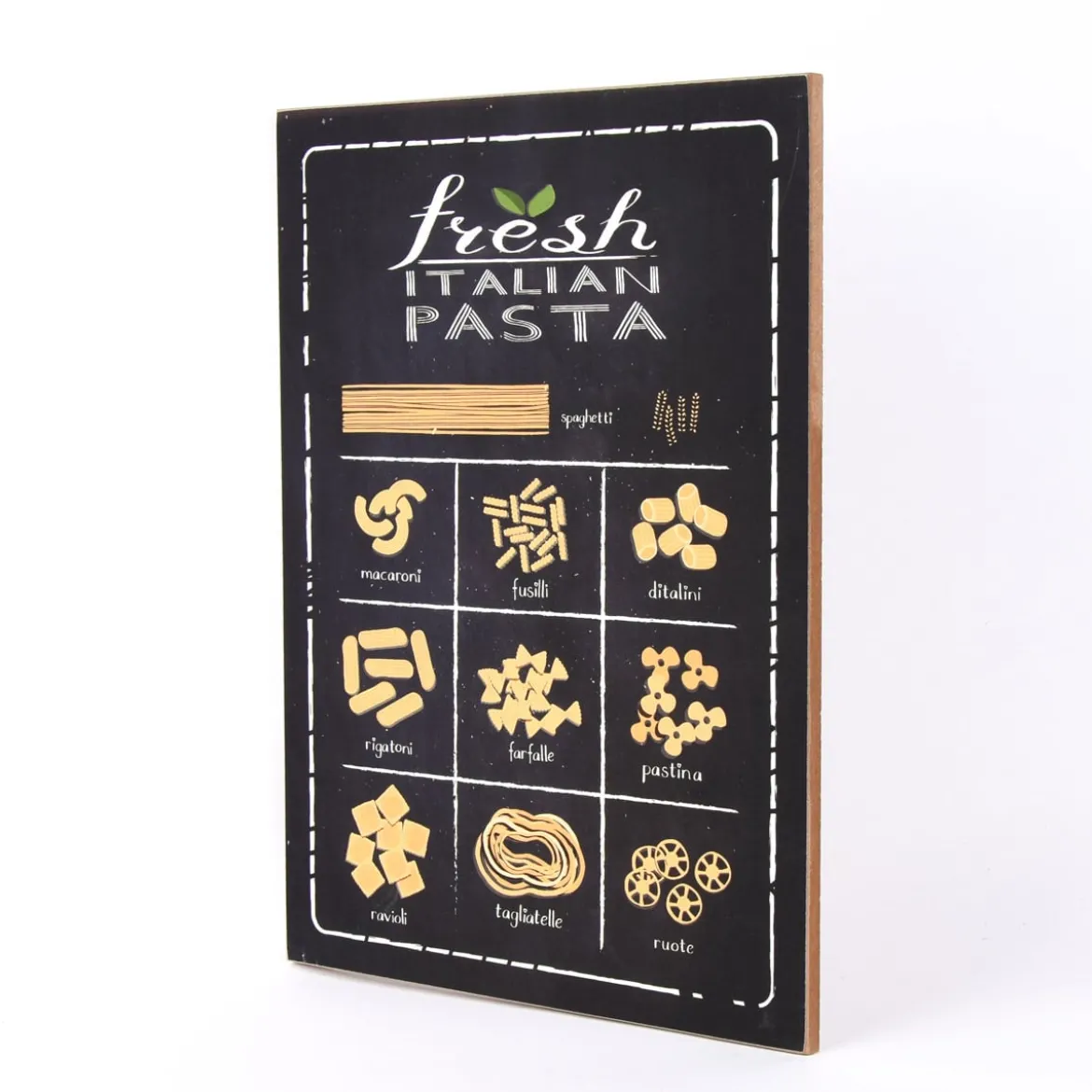 Clayre & Eef Textbild Fresh Pasta MDF schwarz weiß gelb 30x40cm