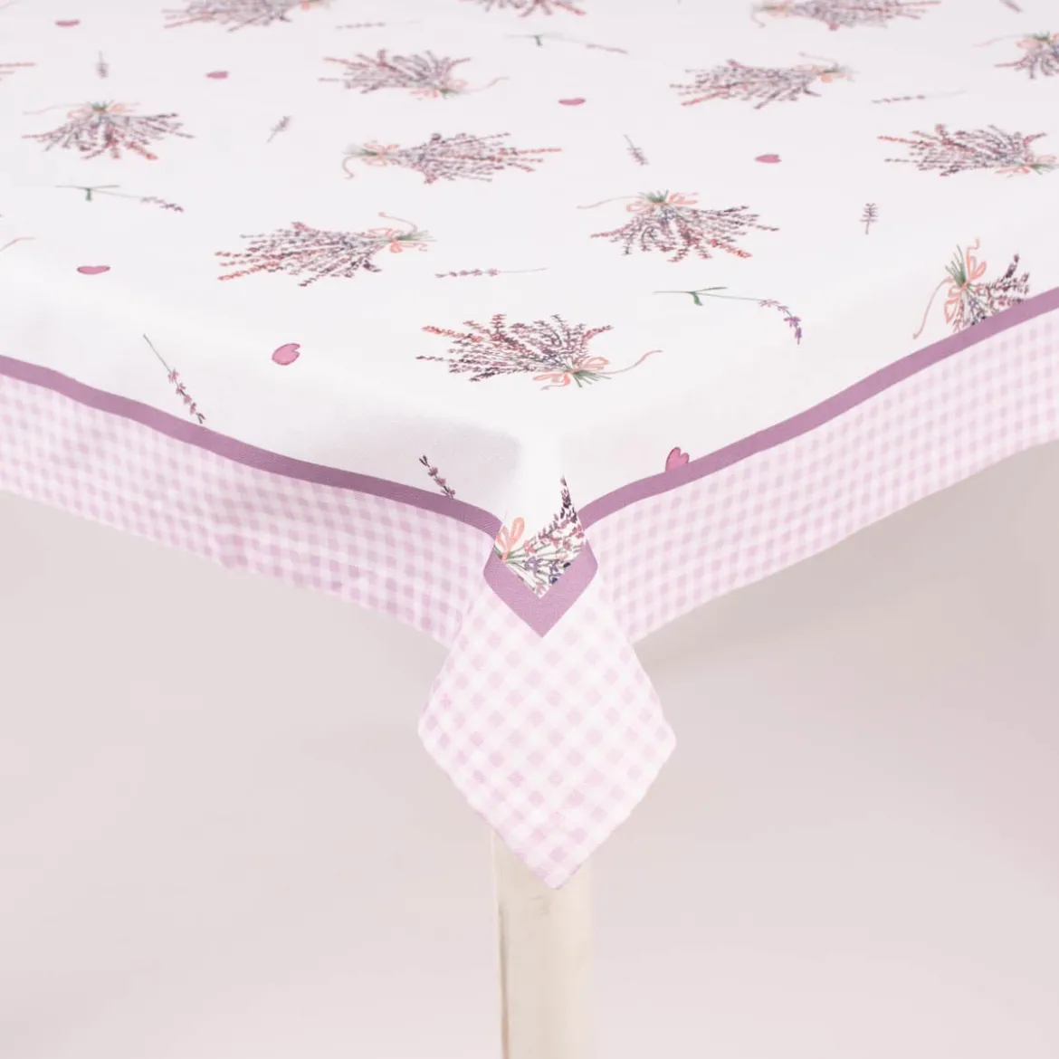 Clayre & Eef Tischdecke Lavendel Karo weiß lila 150x250cm