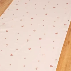 Clayre & Eef Tischläufer mit Dreiecksabschluss Dackel Herzen Punkte beige braun altrosa 50x160cm