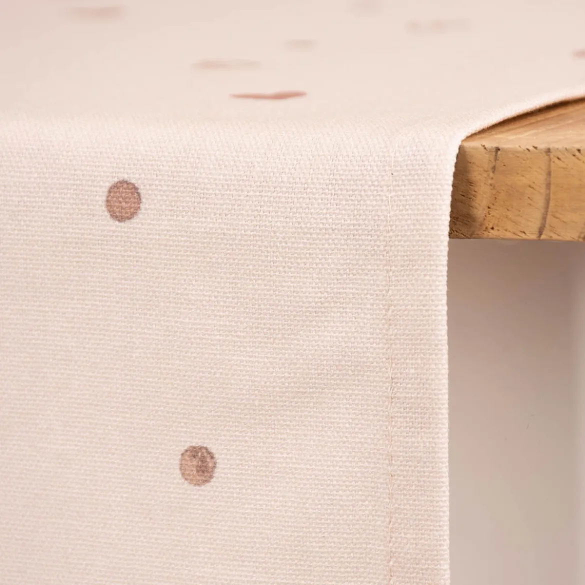 Clayre & Eef Tischläufer mit Dreiecksabschluss Dackel Herzen Punkte beige braun altrosa 50x160cm