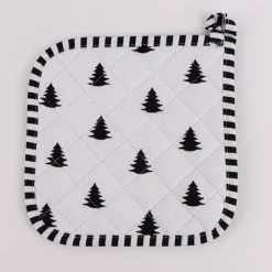 Clayre & Eef Topflappen Tannenbäume schwarz weiß 20x20cm