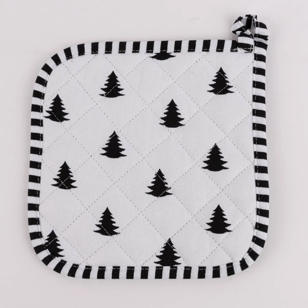 Clayre & Eef Topflappen Tannenbäume schwarz weiß 20x20cm