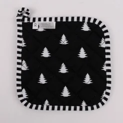 Clayre & Eef Topflappen Tannenbäume schwarz weiß 20x20cm