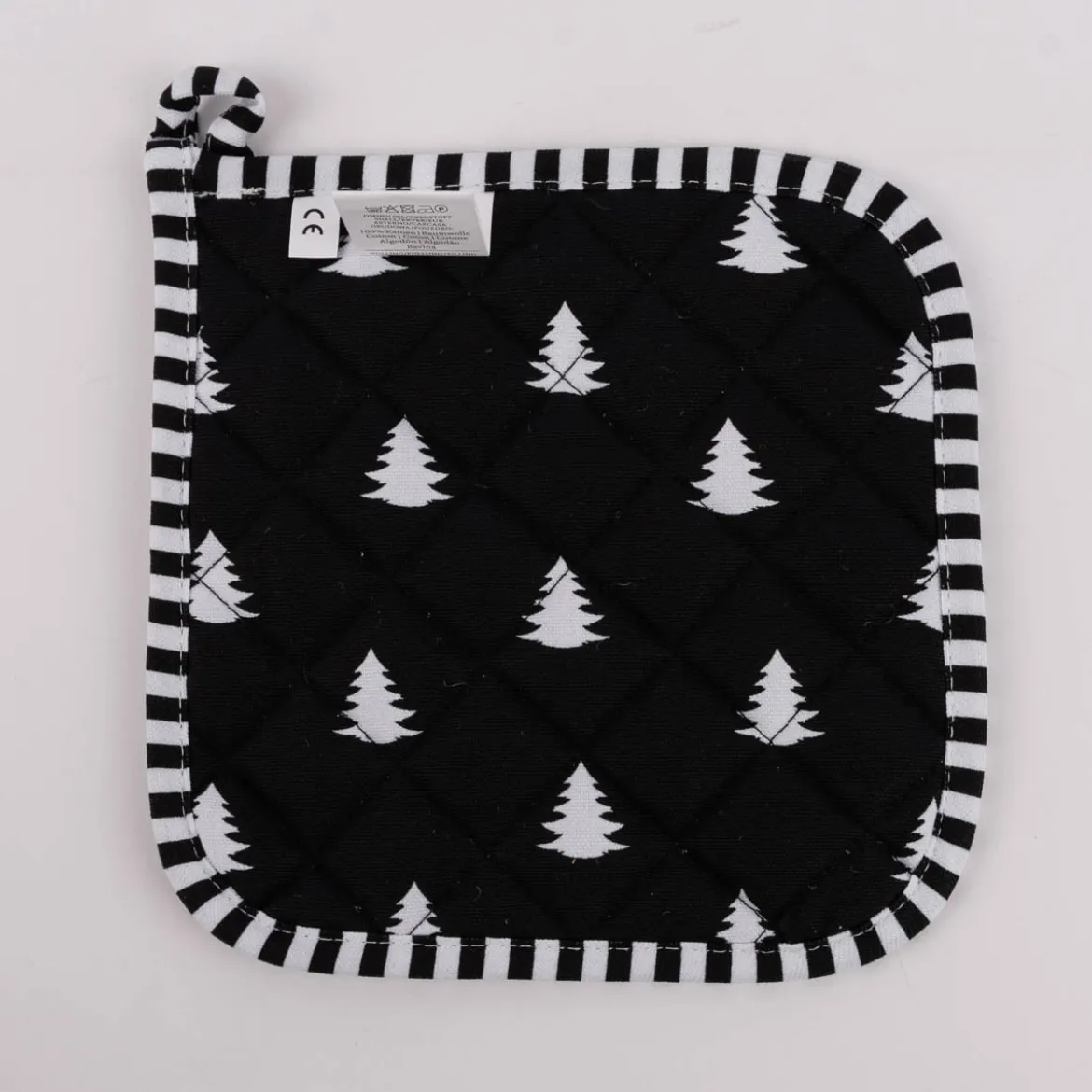 Clayre & Eef Topflappen Tannenbäume schwarz weiß 20x20cm