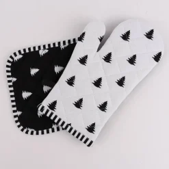 Clayre & Eef Topflappen Tannenbäume schwarz weiß 20x20cm