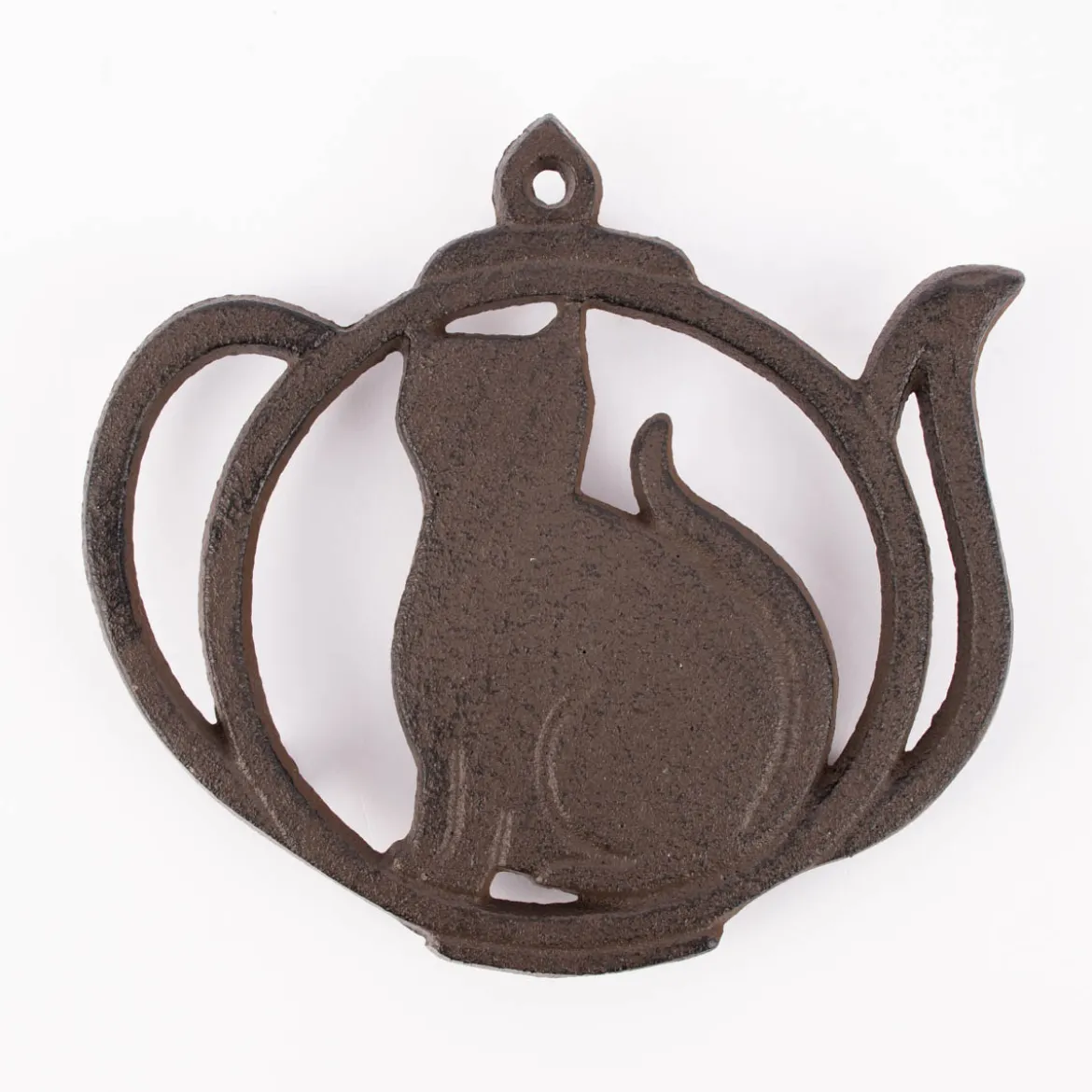 Clayre & Eef Untersetzer Teekanne Katze Metall braun 16x15x1,5cm
