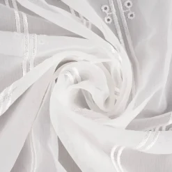 Clip-Panneaux Raffrollo Meterware Scheibenhänger Stickerei Voile nähfrei ecru 140cm hoch