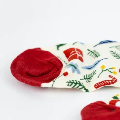 Coole Socke Weihnachten Frohes Fest Geschenke Tannenzweige Zuckerstangen beige bunt 41-45