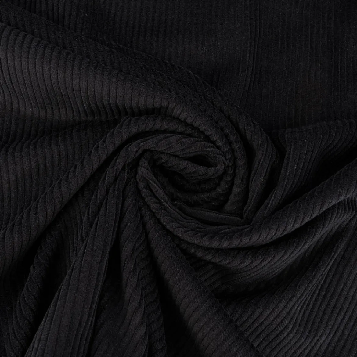 Cord Stoff aus Baumwolle Bekleidungsstoff Dekostoff 4,5W grob vorgewaschen einfarbig schwarz 1,4m Breite