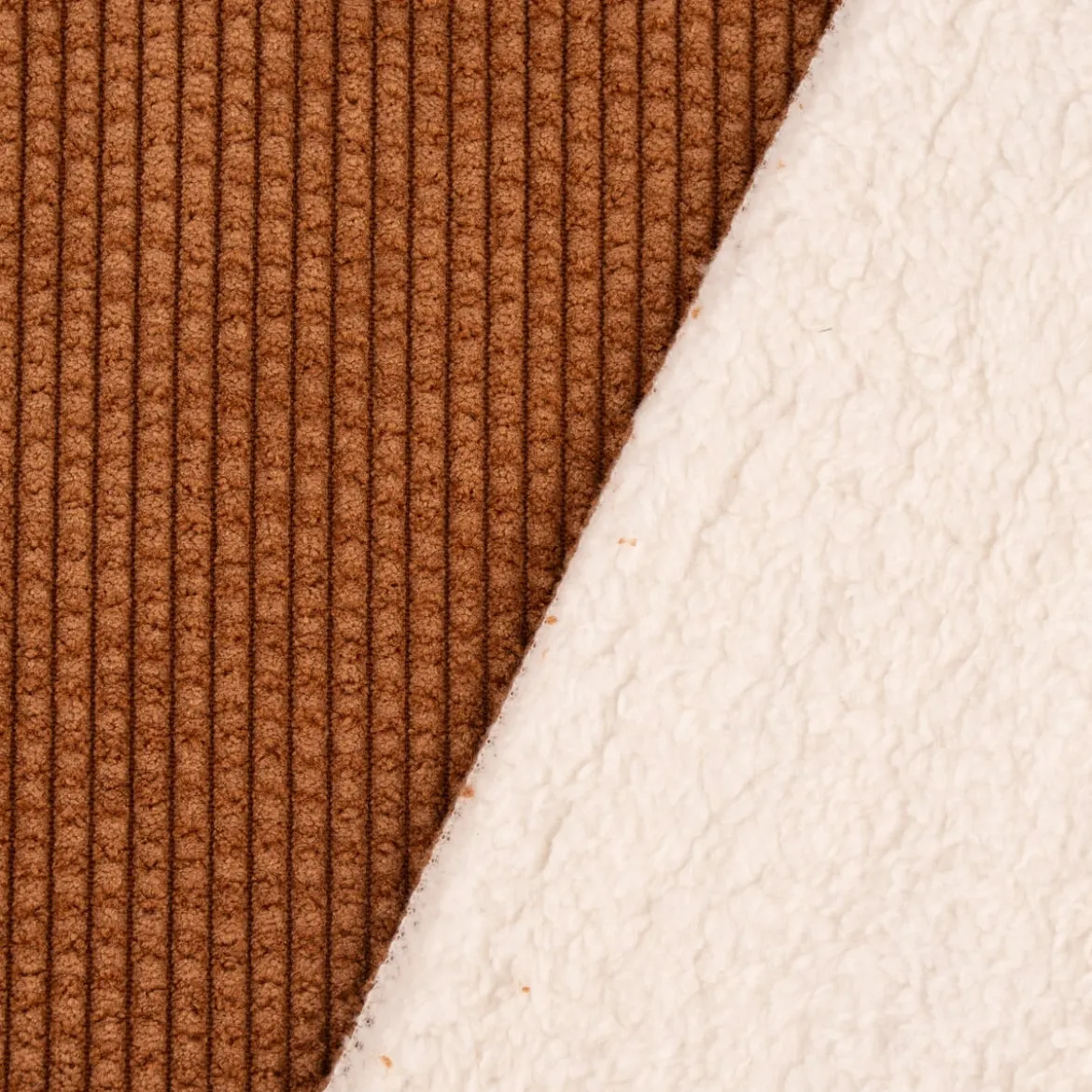 Cordstoff Bubble mit Plüsch Rückseite Doubleface Bekleidungsstoff Dekostoff rost ecru 1,45m Breite