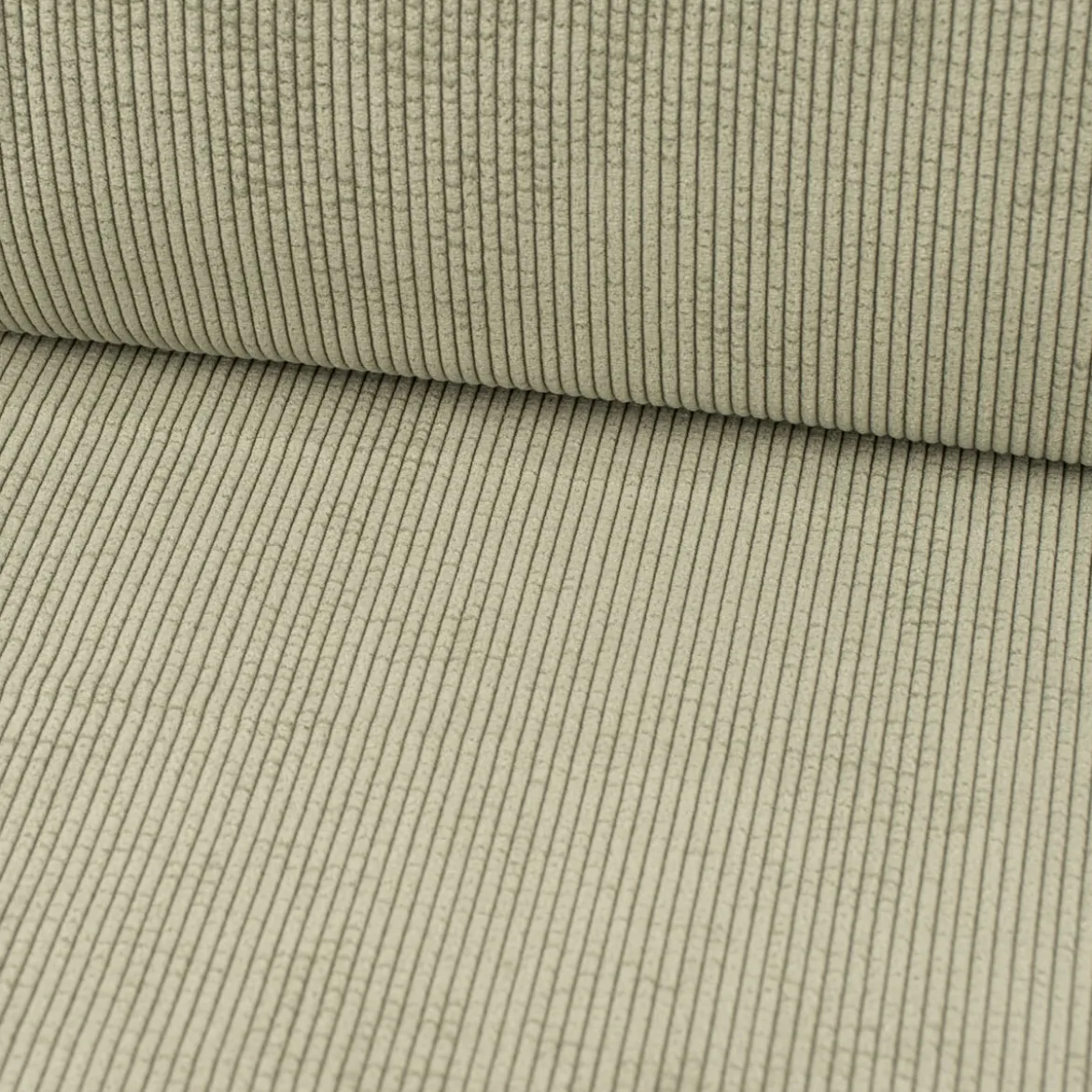 Cordstoff Bubble mit Plüsch Rückseite Doubleface Bekleidungsstoff Dekostoff grün ecru 1,45m Breite