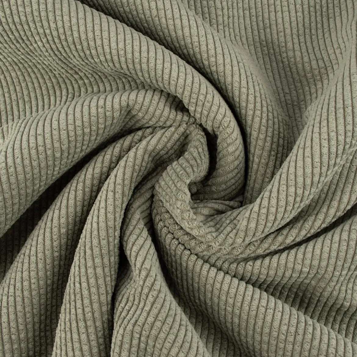 Cordstoff Bubble mit Plüsch Rückseite Doubleface Bekleidungsstoff Dekostoff grün ecru 1,45m Breite