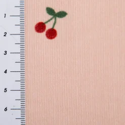 Cord Stoff Feincord 21W Baumwolle mit Kirschen rosa rot 1,45m Breite