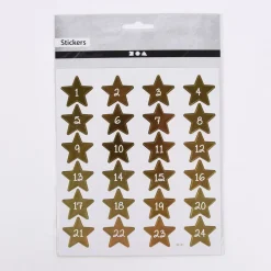 Creativ Company Adventskalender Zahlen Sticker 24 Stück Sterne goldfarbig weiß