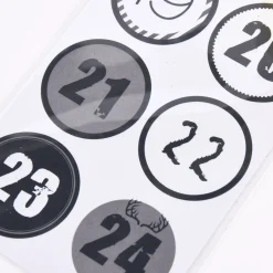 Creativ Company Adventskalender Zahlen Sticker 24 Stück Rund weiß schwarz grau verschiedene Designs