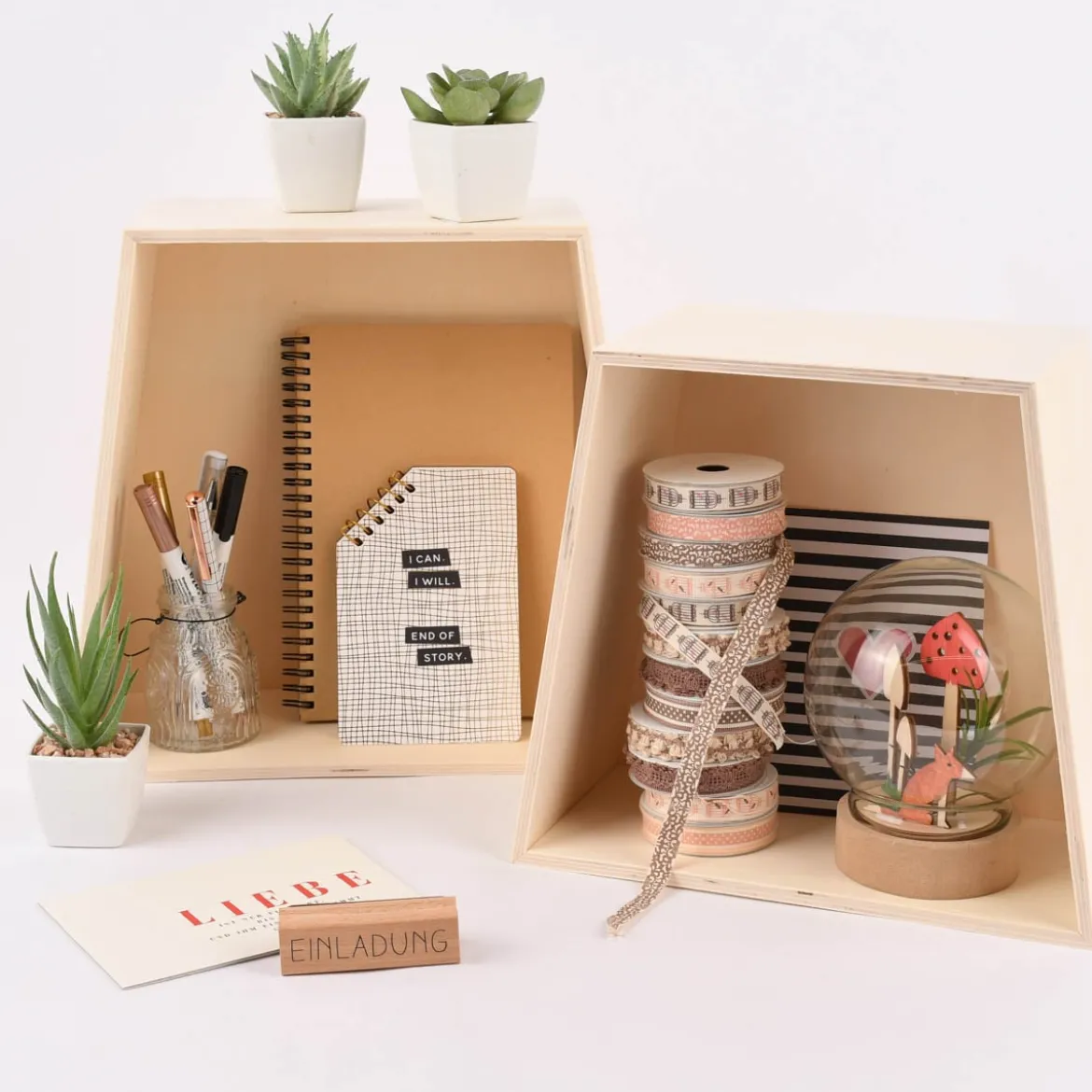 Creativ Company Aufbewahrungsboxen Trapez 2er Set natur verschieden groß
