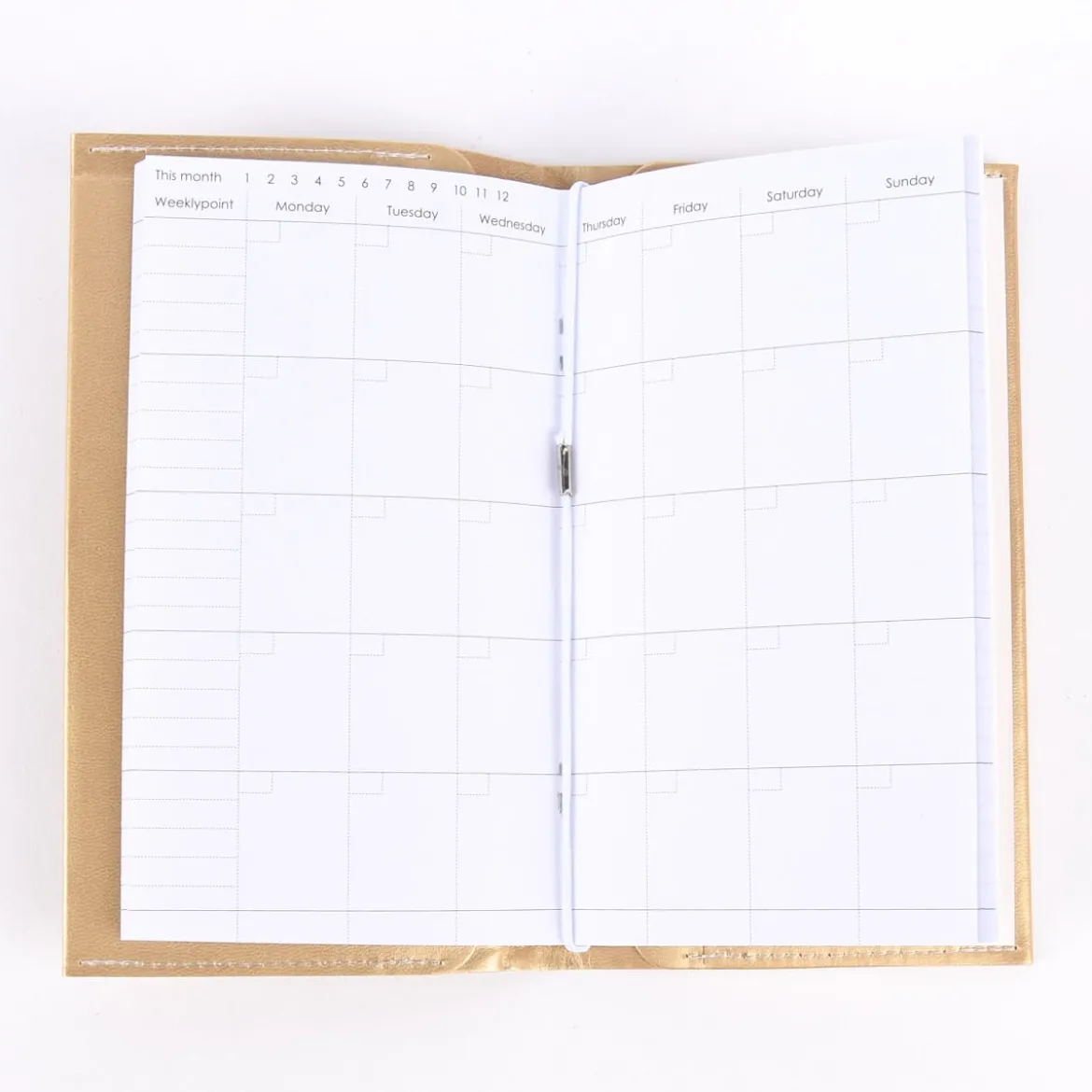 Creativ Company Blanko Planer zum selbst Beschriften goldfarbiger Umschlag 10x18cm