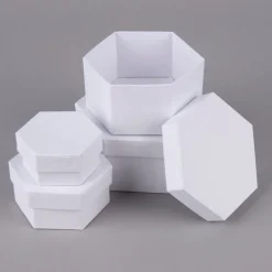 Creativ Company Box mit Deckel sechseckig 4er Set verschieden groß 14x7cm