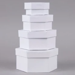Creativ Company Box mit Deckel sechseckig 4er Set verschieden groß 14x7cm