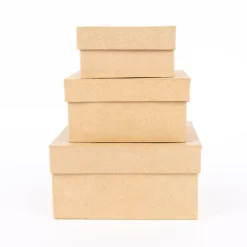 Creativ Company Box mit Deckel quadratisch 3er Set verschieden groß 15x8cm