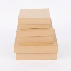 Creativ Company Box mit Deckel quadratischflach 3er Set verschieden groß 20x8cm