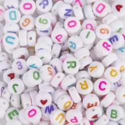 Creativ Company Buchstaben Perlen Set 200 Stück weiß bunt bedruckt 7mm