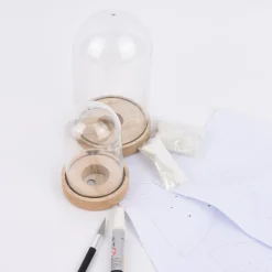 Creativ Company Deko Bau-Set für 2 Kunststoffglocken mit Papierhäusern 9-teilig